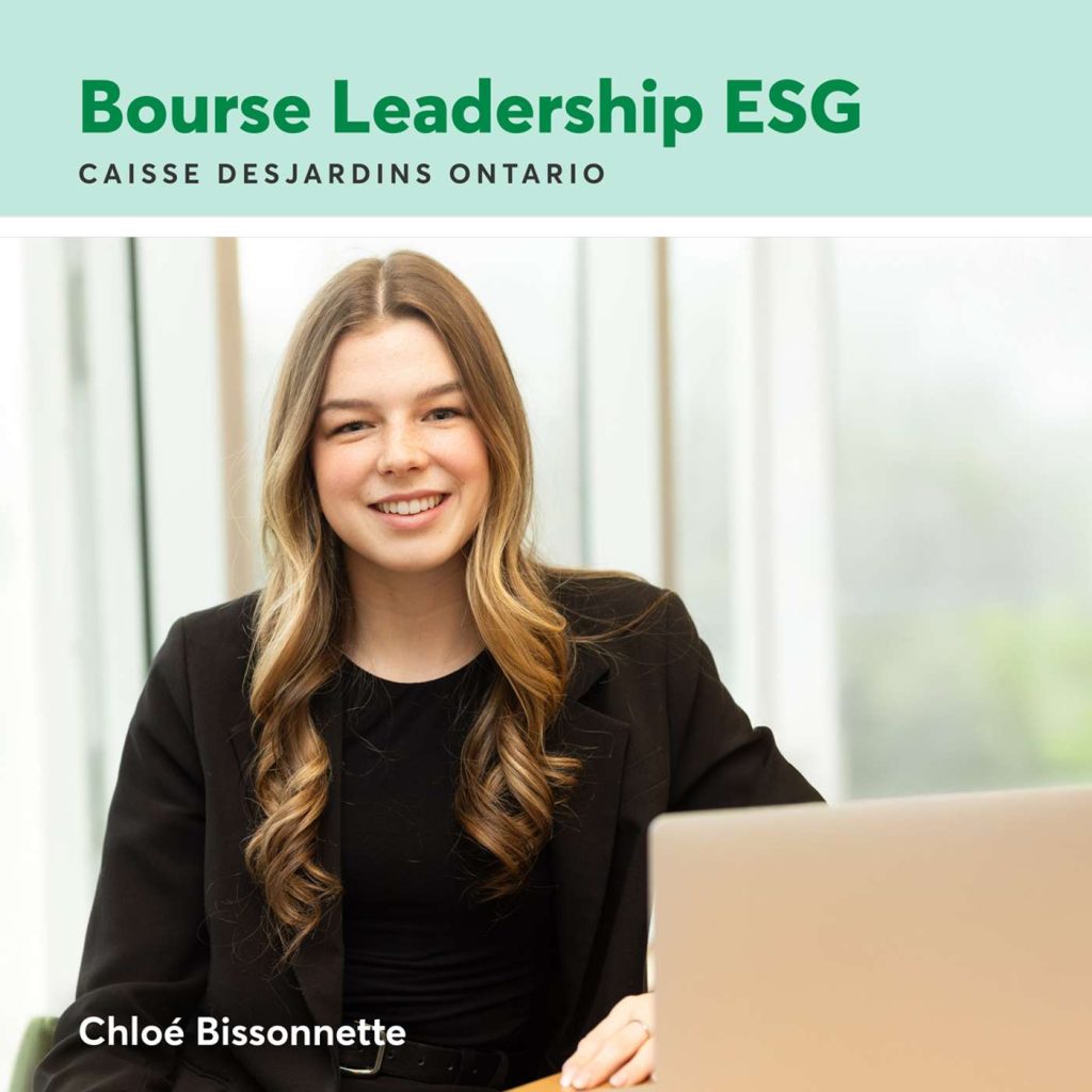 ENTREVUE – Chloé Bissonnette lauréate de la Bourse Leadership ESG 2025